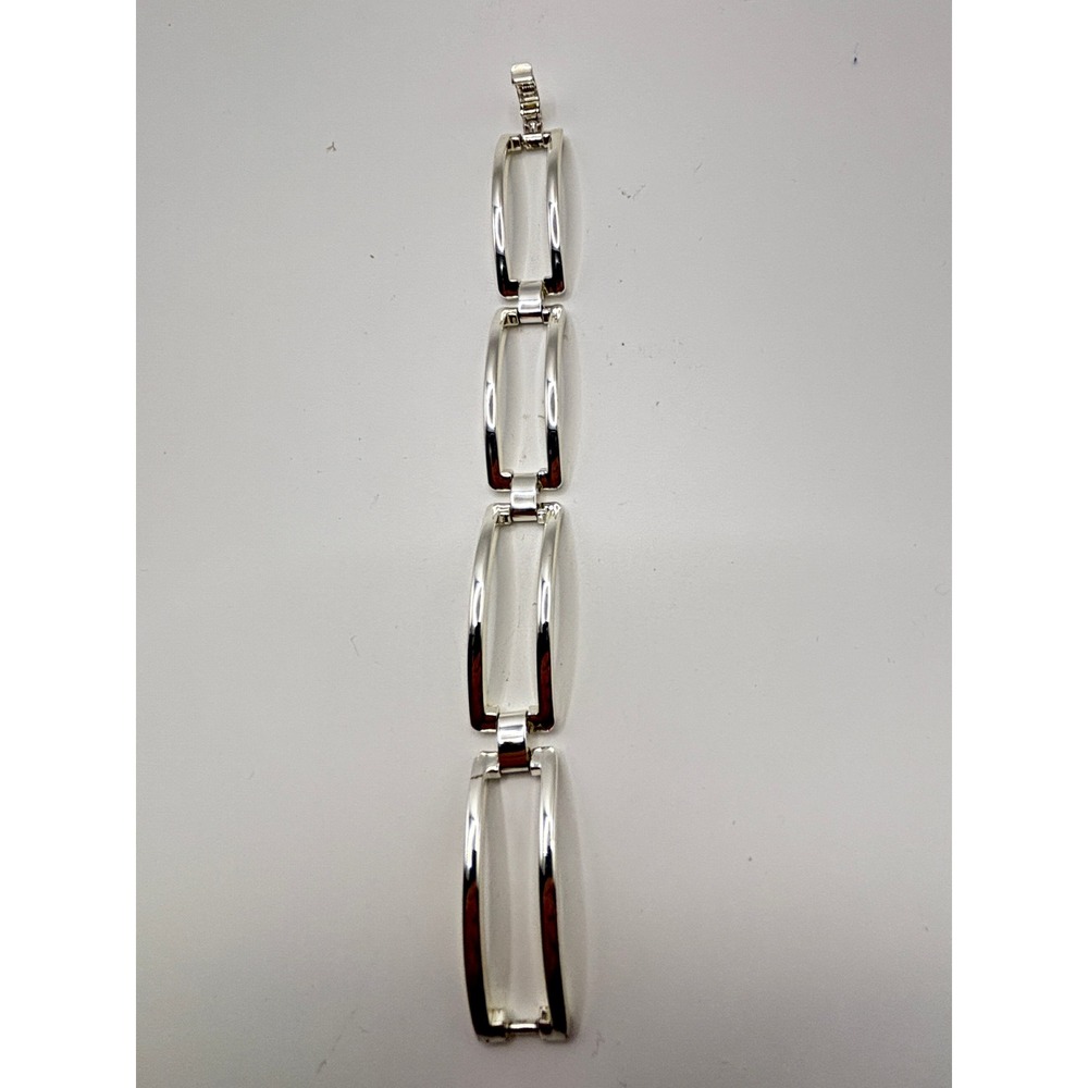 Sonoma Link Bracelet Womens 7" Silver Tone Rectangular Open Frame Minimalist